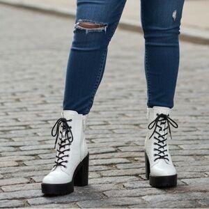 Stylish White Heeled Boots for Women